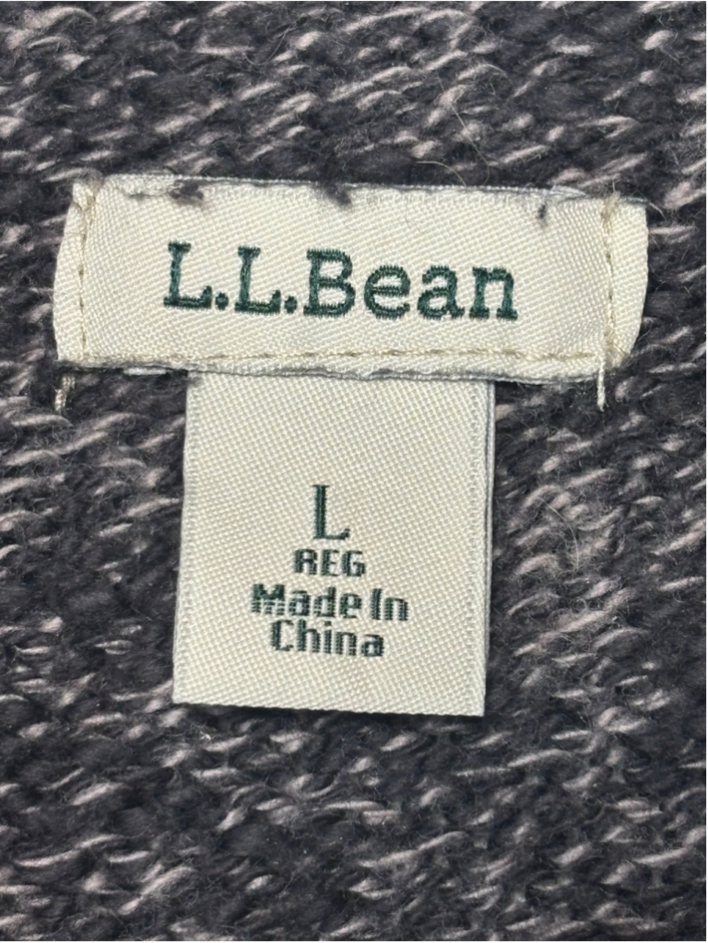 L.L. Bean Marled Black Gray Cotton Roll Neck Sweater Large Vintage Winter GUC - Picture 5 of 5
